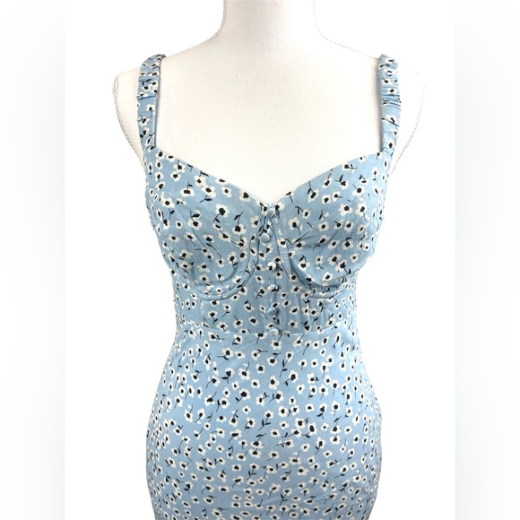 ASTR The Label Halle Bustier Slip Midi Dress Light Blue Floral coquette girly XS - Picture 10 of 16